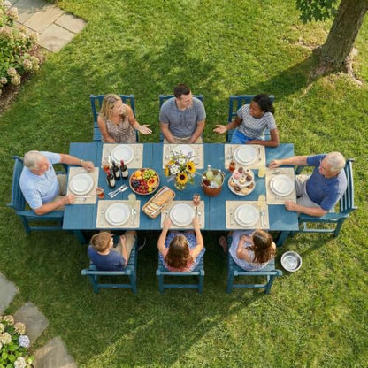 LOUNZY 9 Piece HDPE Patio Dining Set for 8, Outdoor Furniture,Navy