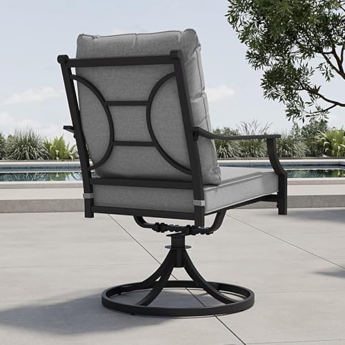 Grand patio 10-Piece Patio Dining Set for 8, 8 E-Coated Outdoor Dining Set Swivel Patio Dining Chairs with Olefin Cushions & 2 Rectangular Faux Woodgrain Table with 1.5”Market Umbrella Hole