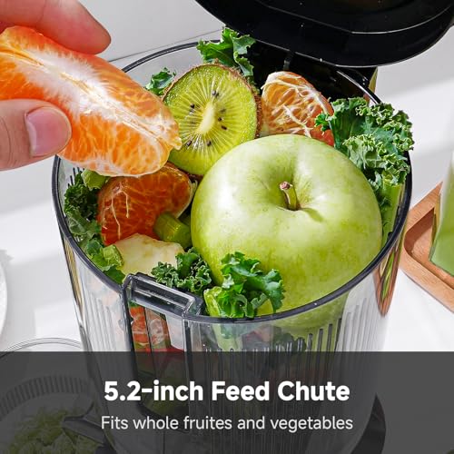 AMZCHEF Cold Press Juicer, 5.2" Whole Fruit Self-Feeding Slow Juicer