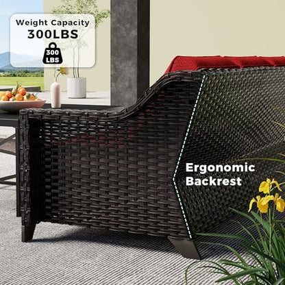MeetLeisure Luxury 3 Seater Outdoor Patio Couch with Handwoven PE Wicker