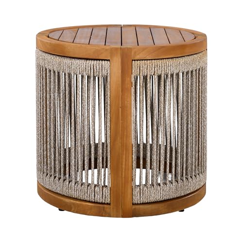 Christopher Knight Home Ayla 7-Seater Patio Furniture Set with Coffee Table, Set of 4 Outdoor Swivel Accent Chair and Sofa Set, 5 Piece Outdoor Acacia Wood Conversation Set with Cushion, Teak+Beige