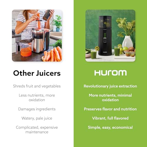 Hurom H400 Cold Press Juicer Machine, Award Winning Masticating Slow Juicer, Easy to Clean, Strainer & Hands Free with Self Feeding, Wide Mouth Hopper, Easy Assembly (Matte Black)
