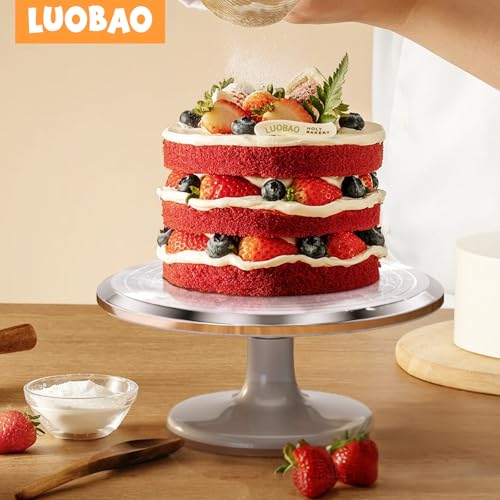 12 Inch Cake Turntable Decorating Stand with Aluminum,Cake Turntable Decorating Kit,Rotating Cake Stand Cake Spinner Stand Leveler Set Pastries Decorations Cake Turner Table Tools