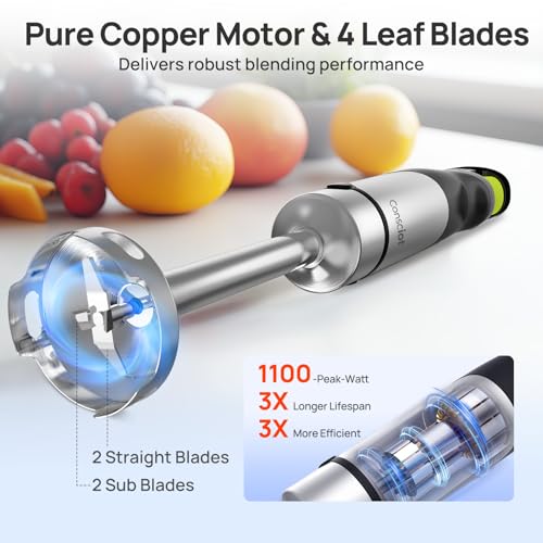 Consciot 4-in-1 Immersion Blender Handheld Max 1100W, Trigger Speed Control