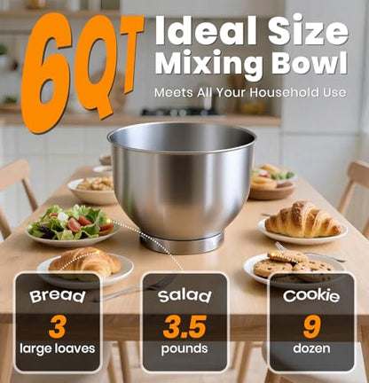 Bonnor Stand Mixer 6QT Kitchen Mixer with LED Smart Touchscreen, 11-Speed Tilt-Head Mixer with Timer, 4 Preset Menus, Stainless Steel Bowl, Dough Hook, Whisk, Beater (Green, 6Qt)