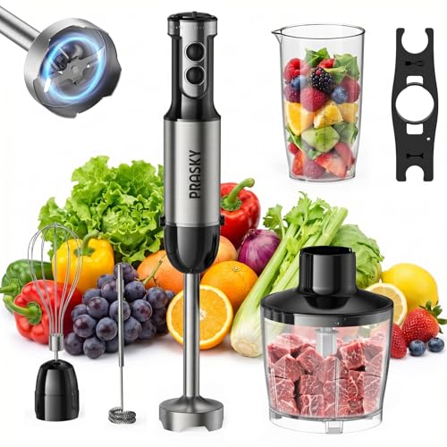 Immersion Blender Handheld 1200W, 20-speeds, 5-in-1 Handheld Mixer