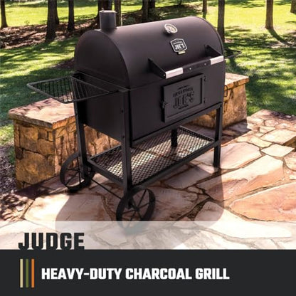 Oklahoma Joe's Judge Charcoal Grill and Smoker with 540 sq in Cooking Area in Black