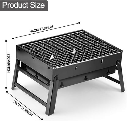 Portable Charcoal Grill,17" Folding Portable BBQ Charcoal Grill Compact Tabletop Mini Smoker Small BBQ Grill Outdoor for Travel Backyard Picnic Beach