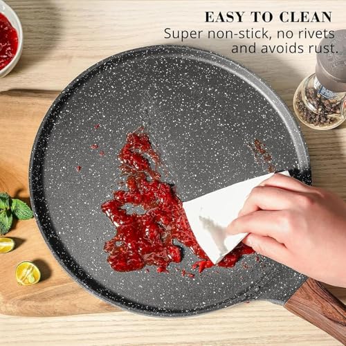 DOTUHAO Nonstick Crepe Pan Set, 5 Piece Set Kitchen Pancake Grill Pan, 8 Inch Granite Coating Flat Skillet Tawa Dosa Tortilla Pans, Pizza Pans, Fry-Pan Compatible with All Stovetops (8 Inch)