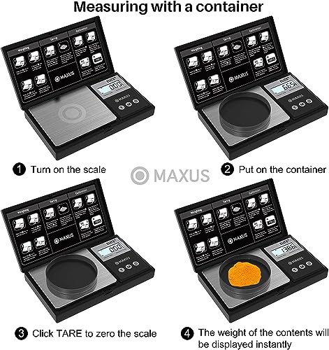 MAXUS Digital Pocket Gram Scale 500g x 0.01g High Precision with Tray, Weighs Small Food, Jewelry, Ounces, Grains, LCD Display, Tare Function