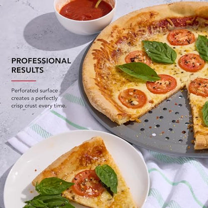 KitchenAid Nonstick Aluminized Steel Pizza Crisper, Dishwasher Safe, Contour Silver, 15.5 Inch
