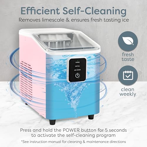 Igloo Portable Ice Maker with Scoop & Basket - Ice Maker with LED Control Panel & 1 Quart Water Tank- Ice Cube Maker Produces 26 Lbs Of Ice In 24 Hours with 8 Large or Small Cubes In 7-8 Minutes- Pink