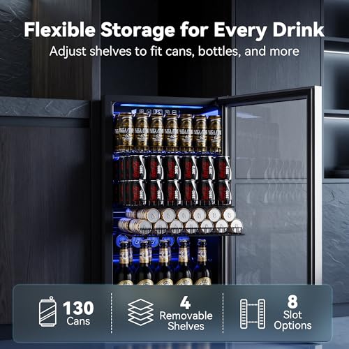 Manastin Beverage Refrigerator Cooler-Mini Fridge Freestanding Cooler with Glass Door, Adjustable Shelves & Digital Temperature Display for Soda, Wine or Beer (Silver, 3.2 Cu.Ft)