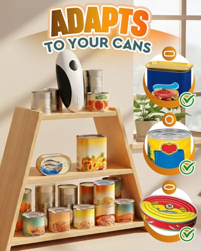 Zoomsnail Electric Can Opener, Automatic Rechargeable Can Openers with One-Touch Smooth Edge & Magnetic Lid - Hands-Free Easy-Grip Opener for Seniors with Arthritis and Most Cans