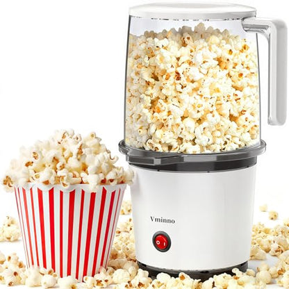 Hot Air Popcorn Popper Maker - Quick & Easy with Built-In Serving Bowl, 2-Quart Electric Popcorn Machine, Oil-Free Healthy Snack Maker for Home Movie Nights, Apartments & Dorms, ETL Certified(White)