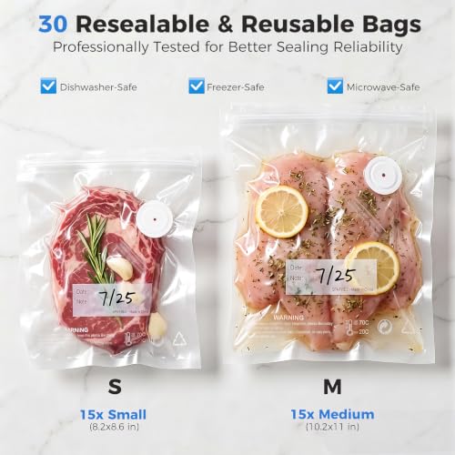 Xeiophoy Compact Handheld Food Vacuum Sealer with 30 Reusable Vacuum Bags