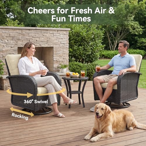 Aoxun 10-Piece Widen Armrests Patio Furniture Set with 44" Fire Pit Table