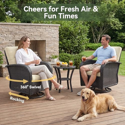 Aoxun 10-Piece Widen Armrests Patio Furniture Set with 44" Fire Pit Table