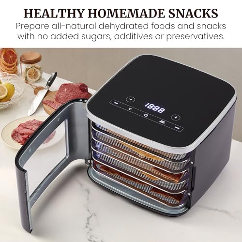 Elite Gourmet 5-Tray Digital Food Dehydrator, Stainless Steel, Keep Warm