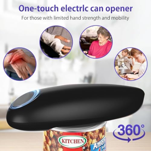 Electric Can Opener, Handheld One-touch Automatic Can opener, Smooth Edge Kitchen Gadget Can Openers Electric for Seniors with Arthritis
