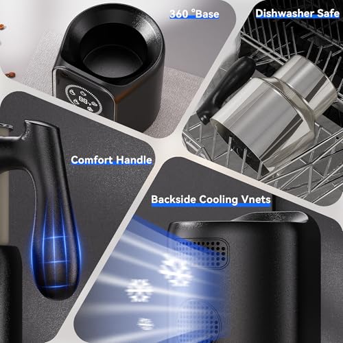 CafeGrace 5-in-1 Milk Frother and Steamer, 21 oz Split Milk Frother, Removable Automatic Electric Milk Frother Dishwasher Safe, for Latte, Cappuccino, Hot and Cold Milk Froth, Chocolate Milk