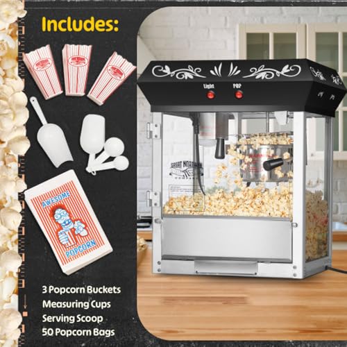 Great Northern Popcorn Black 6 oz. Ounce Foundation Old-Fashioned Movie Theater Style Popcorn Popper