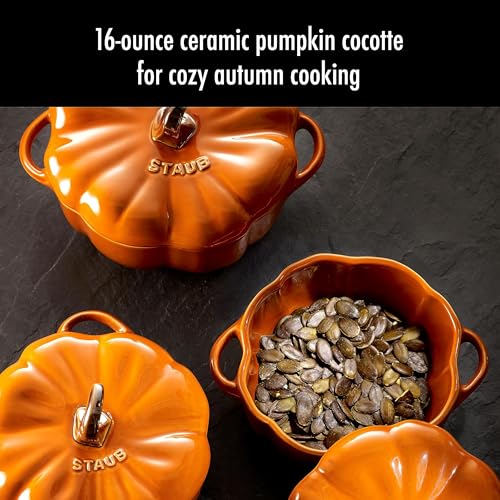 Staub Ceramic 16-oz Petite Pumpkin Cocotte - Burnt Orange