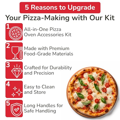 Senwosa Premium Pizza Oven Accessories Kit - 6-Piece Set for Home Pizza Making: Includes Pizza Peel, Oven Brush, Bubble Popper Turner, Rocker Cutter, Dough Roller & Scraper