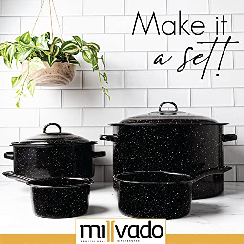 Millvado Granite 5 Qt Stockpot, Nonstick Soup Pot With Lid, Speckled Enamel Ware Cookware, Large Stock Pot For Boiling and Cooking, Big Granite Cooking Pot for Stovetop, Campfire, Outdoor Stove