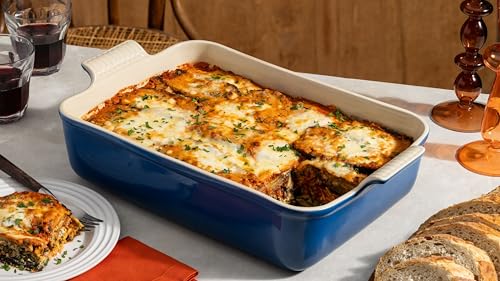 Le Creuset Stoneware Heritage Deep Rectangular Lasagna Dish, 6.75 qt., Cerise
