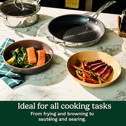 Cuisinart FusionPlus Hybrid Stainless Steel Cookware, 10-Inch Skillet with PFAS-Free PURELYSEAR Ceramic Technology, Scratch Proof, Cool Grip Handles, Dishwasher Safe, FPS22-24