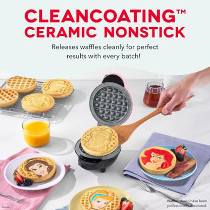 Disney | Dash Princess MultiMaker Mini Waffle Maker, Ceramic Nonstick, Pink