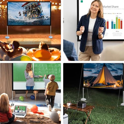 Portable Projector Screen Stand Outdoor: Movie Projection Screen 80 inch 4K HD16:9 Outside Screen with Carry Bag for Home Theater Backyard Cinema Travel Foldable Anti Crease