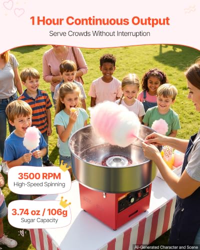 VEVOR Commercial Cotton Candy Machine, 1000W Electric Candy Floss Maker