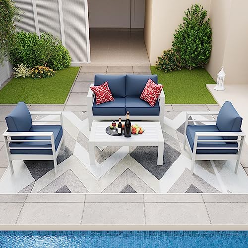 Amopatio Aluminum Patio Furniture Set, 5 Pieces Modern Outdoor Furniture