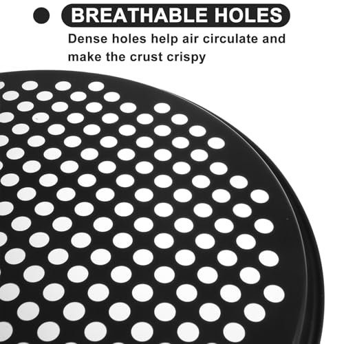 AKOLAFE 6 Pack 12 Inch Pizza Pan for Oven Round Pizza Pan with Holes Large Pizza Tray Set Carbon Steel Non Stick Pizza Plates Perforated Pizza Baking Sheet Personal Metal Platter for Grilling, Cooking