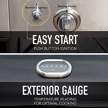 Kenmore 4-Burner BBQ Gas Grill with Searing Side Burner, Propane Grill, 52,000 BTUs, Warming Rack, Electronic Ignition & Cast Iron Cooking Grates, Black/Stainless Steel