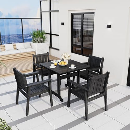 Pamapic Patio Dining Table Set, 5-Piece Outdoor Dining Set for 4, Black