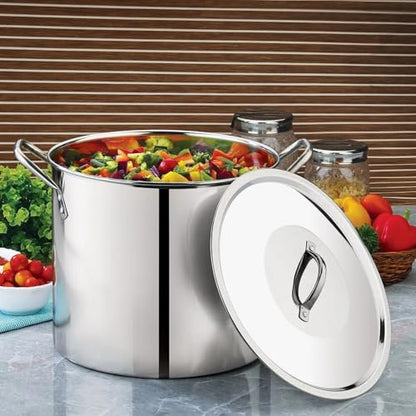 12-Quart Stainless Steel Stock Pot with Metal Lid, Riveted Stay-Cool Handles, Large Heavy-Duty Cooking Pot for Soup Pasta Stew Stock, 2026 Kitchen Essential