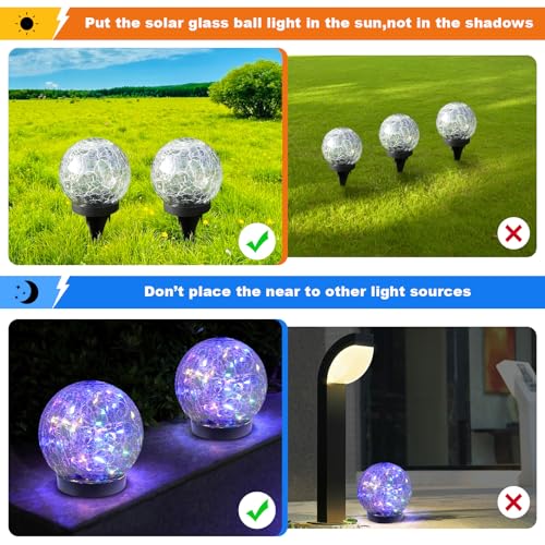 MLKNK Solar Globe Lights Outdoor Waterproof-Solar Balls-Solar Garden Lights-Orbs for Outside 2 Pack Cracked Glass Ball for Lawn Patio Yard Backyard Decorations