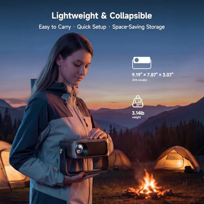 [2000 ANSI/Auto Focus & Keystone/Built-in APP] 4K Outdoor Projector with Wifi and Bluetooth, Smart Portable Projector with Built in Apps YouTube/PrimeVideo & Dolby, Home Theater Projector with HDR10+