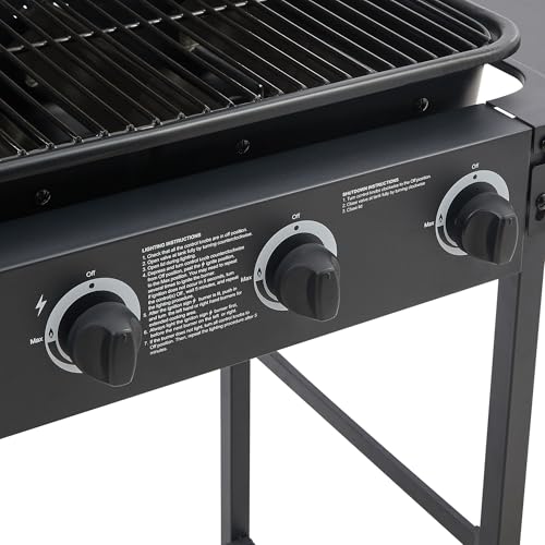 4 Burner Gas Grills, Outdoor Cooking Propane Gas Grills with Side Burner 24000 BTU, BBQ Propane Gas Grill with Enameled Grates & Side Tables for Kitchen Patio Backyard (4 Burner)