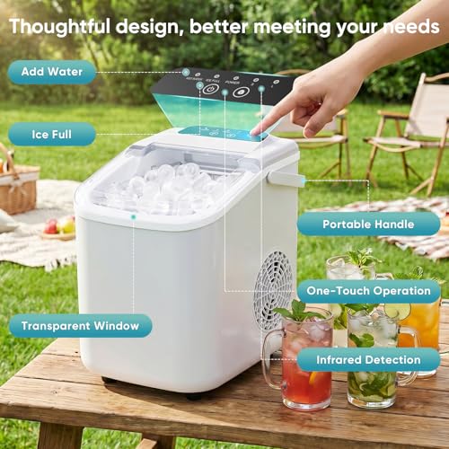 DUMOS Ice Makers Countertop Ice Machine with Portable Handle Compact Size