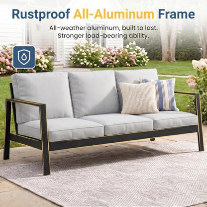 Wisteria Lane Aluminum Outdoor Couch, Patio Sofa with 5" Thick Cushions