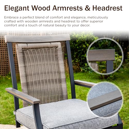 PHI VILLA Outdoor Bar Set, Patio 4 Chairs & Counter Height Table