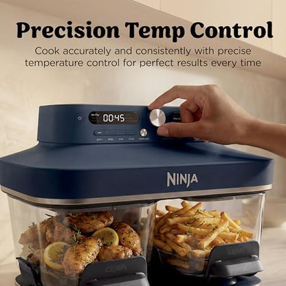 Ninja Crispi DualZone Glass Countertop Air Fryer, Cyberspace, DD101BL1