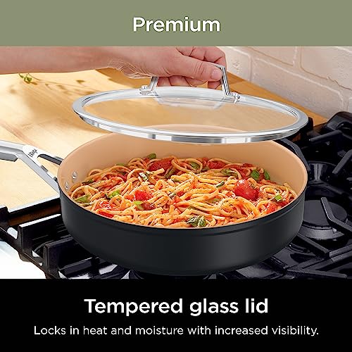 Ninja Pots and Pans Set Non Stick | Extended Life Premium Ceramic Cookware Set | 9-Piece Nonstick | PTFE Free | Oven Safe to 550°F | Induction Compatible | Frying Pan x3 | Cooking Pot x3 | CW99009