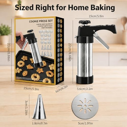 Loukaii Spritz Cookie Press Gun Kit - 24-piece cookie press set with 13 Discs & 8 Tips | Easy Squeeze for Butter Cookies, Cake Decorating | Ideal Holiday Baking & Gift for Home Bakers