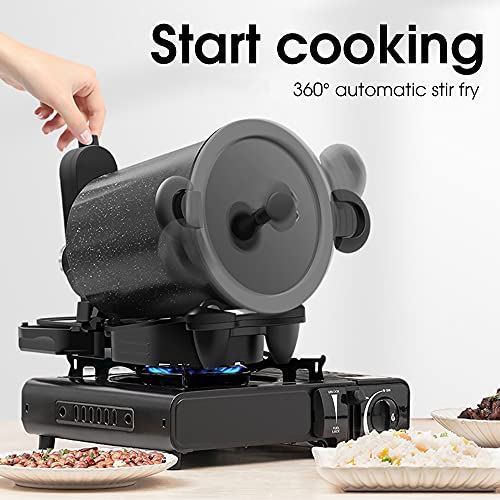 Dntum Full Automatic Cooking Machine,Intelligent Multi Cooker,Multi-Function Non-Stick Pan Stir-Fry Machine Cooker,360° Rotating Heating Pot Stirrer, for Cooking, Outdoor,20 * 23 * 24cm,Red