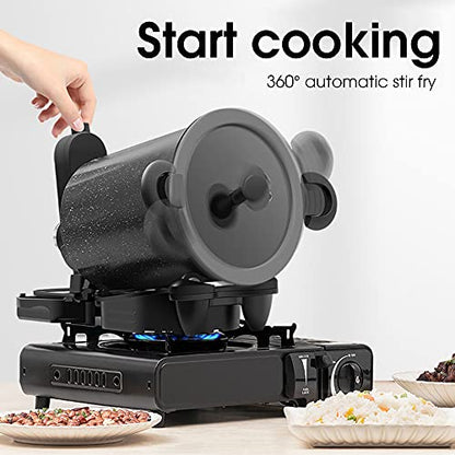 Dntum Full Automatic Cooking Machine,Intelligent Multi Cooker,Multi-Function Non-Stick Pan Stir-Fry Machine Cooker,360° Rotating Heating Pot Stirrer, for Cooking, Outdoor,20 * 23 * 24cm,Red